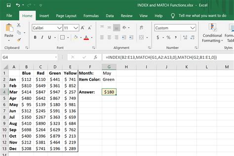 Example Of Using Index Match In Excel