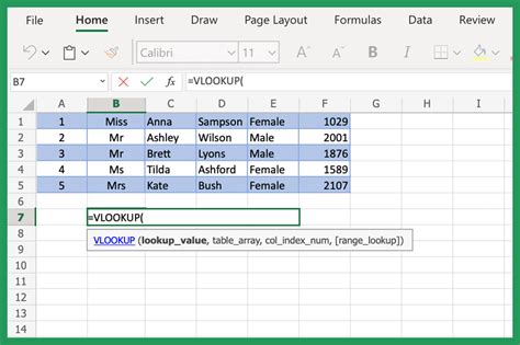 example of using vlookup in excel