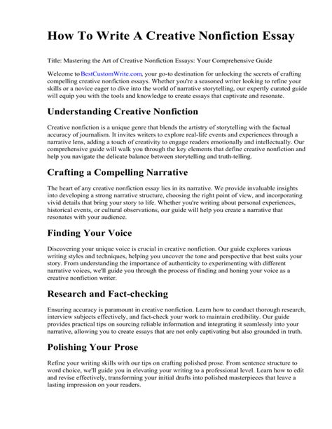 Example Of Writing A Draft In Creative Nonfiction