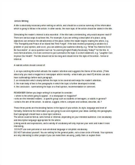example of writing article