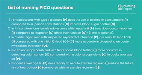 Pico Questions for Nursing