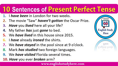 example sentences present perfect simple
