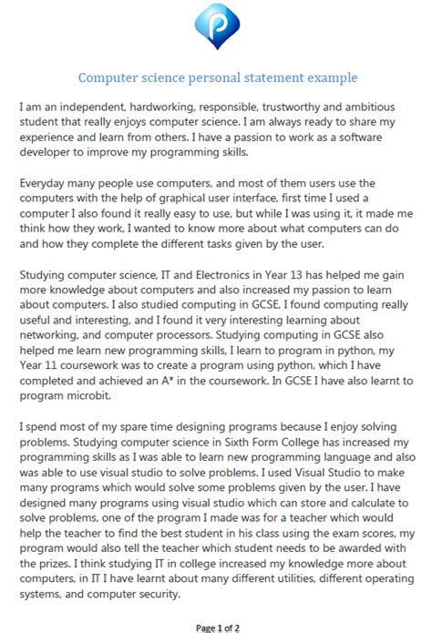 example ucas personal statement computer science