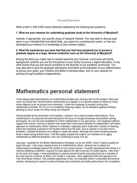 example ucas personal statement mathematics