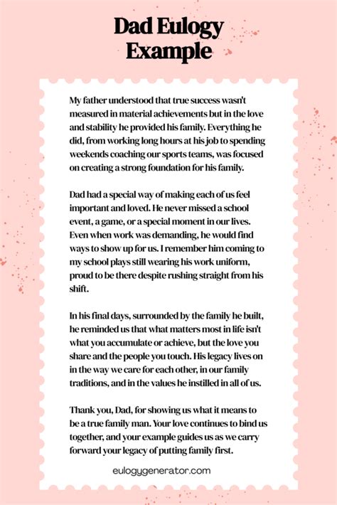 Example of Eulogy for Father in Law in 2022 Eulogy, Eulogy examples, Letter to father