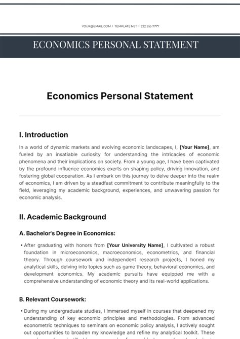 Finance and Economics MSc Personal Statement