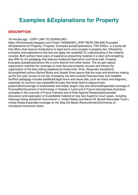 Examples And Explanations Property Pdf