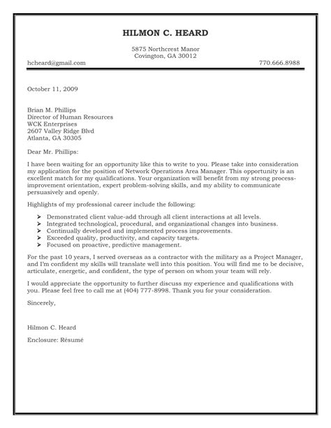 examples for cover letters for resumes