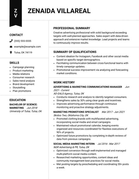 examples of a combination resume format