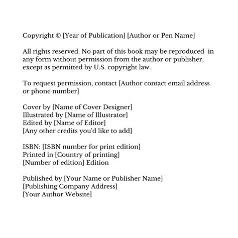 examples of a copyright page