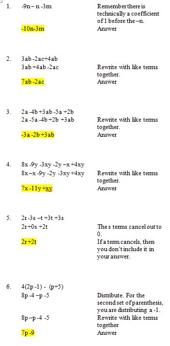 examples of algebraic expressions with solutions class 10