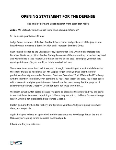 Examples Of An Opening Statement In Court