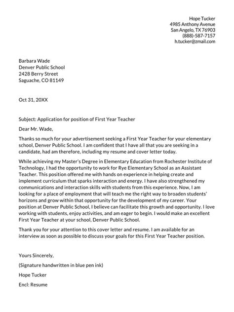 Examples Of Application Letter For Teaching