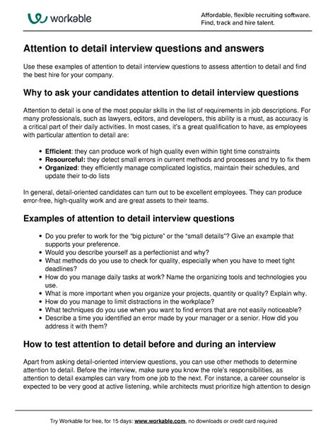 examples of attention to detail for interview