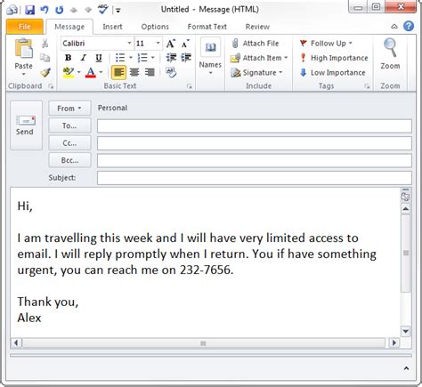 examples of auto reply in outlook