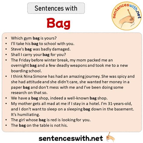 Examples Of Bag Sentence