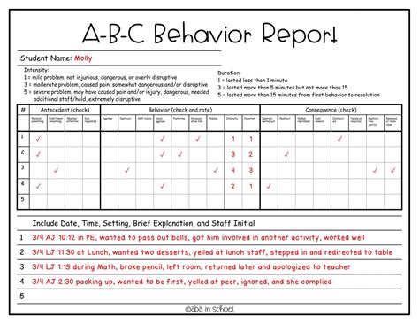 examples of behavior data collection sheets