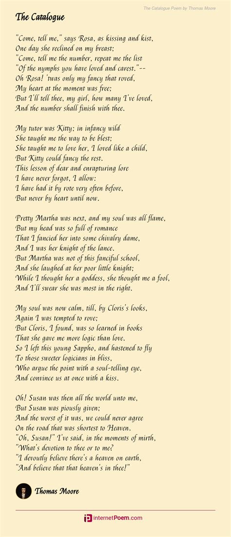 Examples Of Catalogue Poems