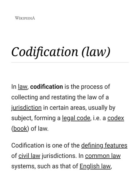 examples of codification law uk