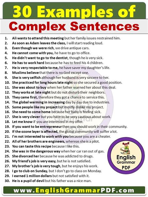 examples of complex words in english