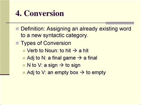 Examples Of Conversion In Word Formation