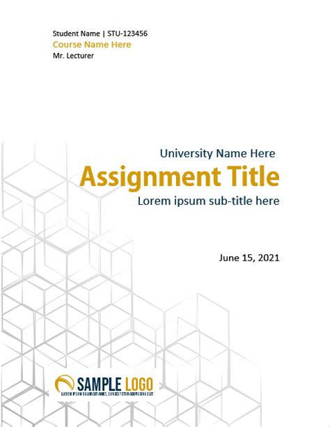 examples of cover page for assignment