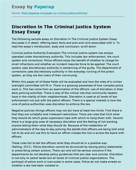 examples of criminal justice system essays