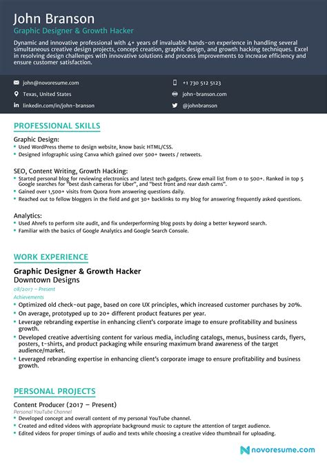 examples of cv structure