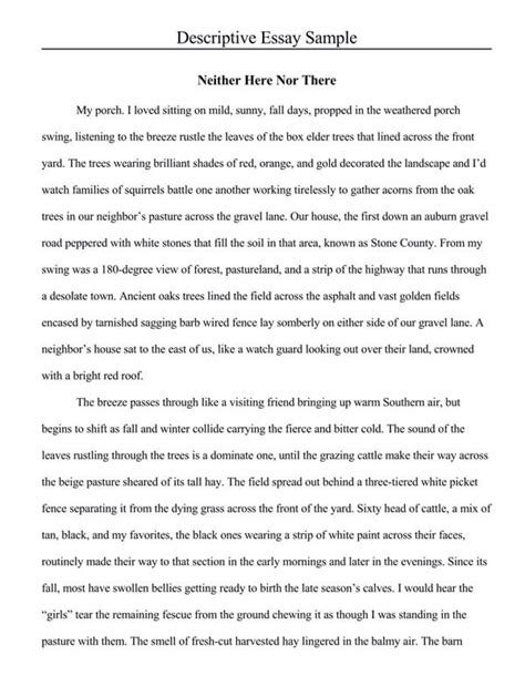 examples of descriptive writing for middle school