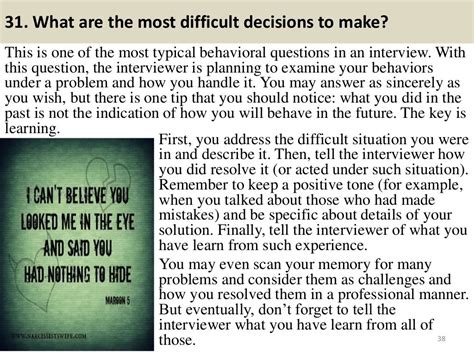 examples of difficult decisions at work answers