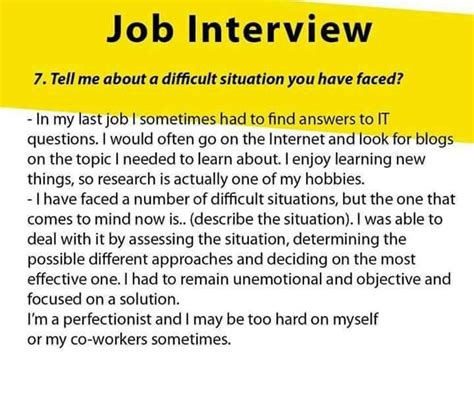 examples of difficult situations job interview