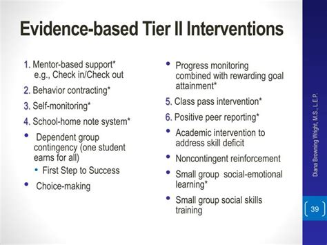 examples of evidence based interventions except