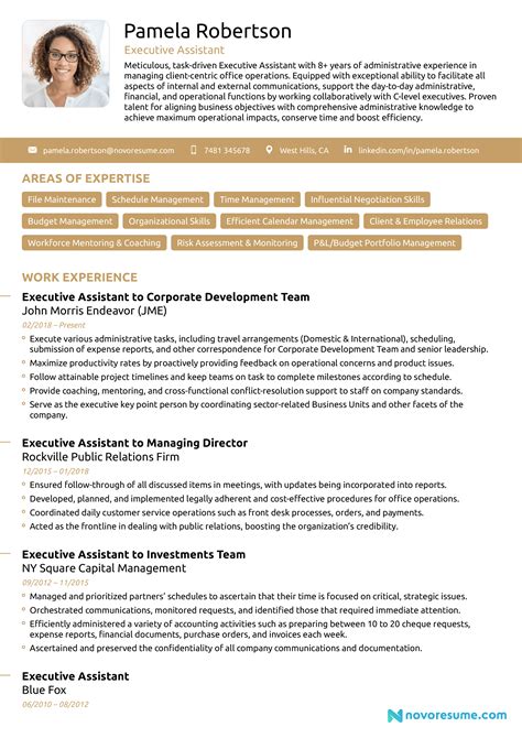 examples of executive assistant cv