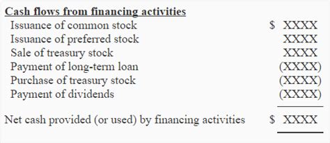 examples of financing activities on a statement of cash flows do not include
