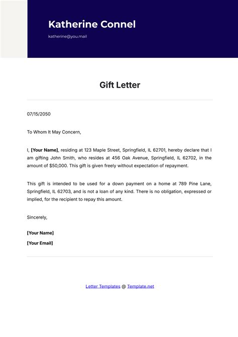 Examples Of Gift Letters