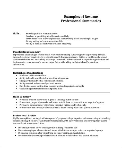 examples of great professional summaries