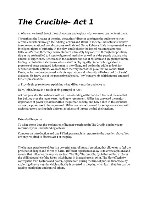 Examples Of Guilt In The Crucible Act 1