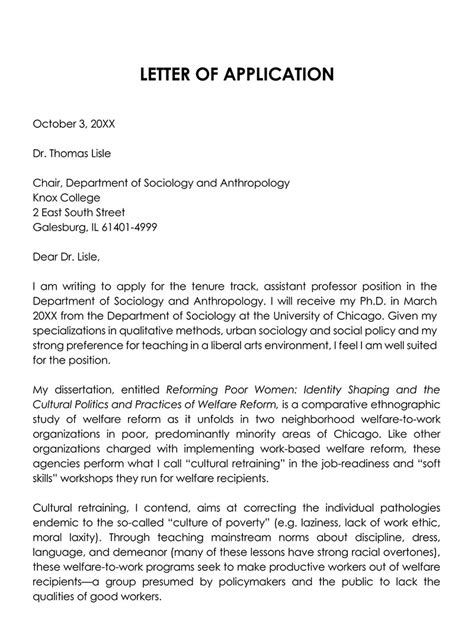 Examples Of How To Write An Application Letter