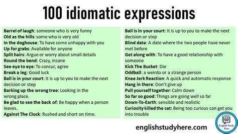 examples of idiomatic expression and their meaning