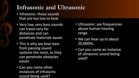 examples of infrasonic and ultrasonic waves