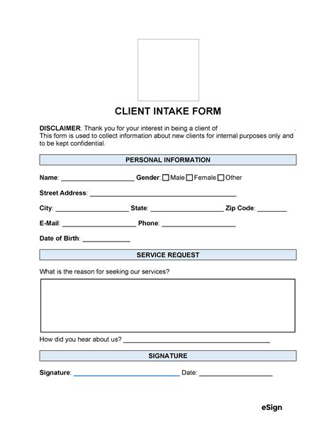 Examples Of Intake Forms