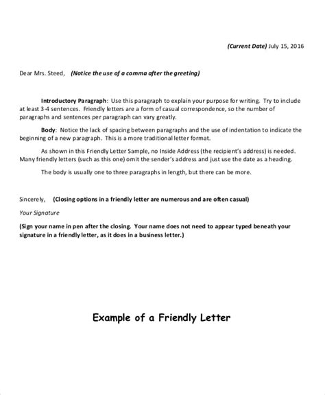 examples of introduction of a friendly letter