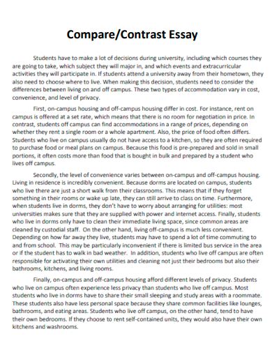 examples of introductions for compare and contrast essays
