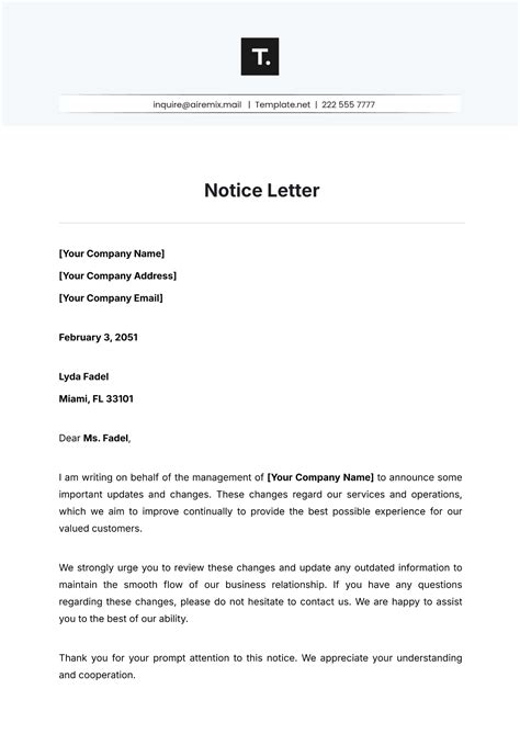 Examples Of Letter Of Notice