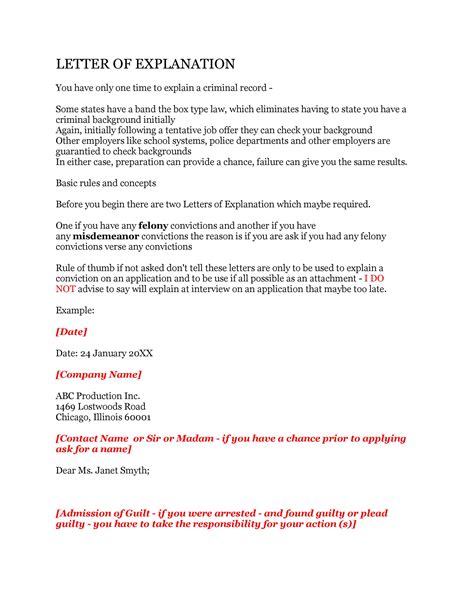 Examples Of Letters Of Explanation