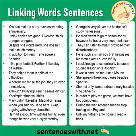 Examples Of Linking Words In Sentences