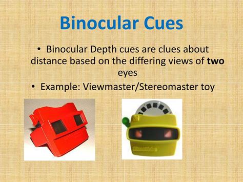 Examples Of Monocular And Binocular Cues