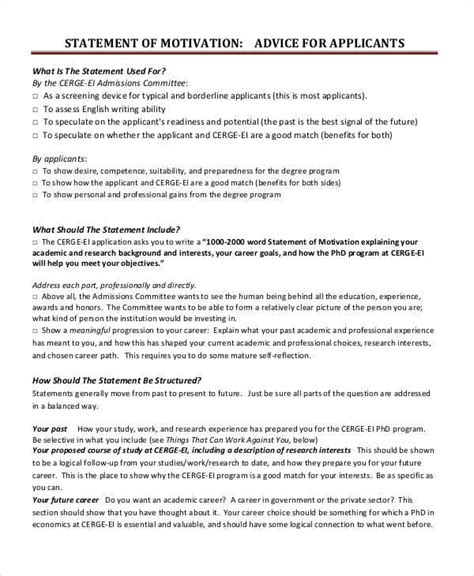 examples of motivation statement for a job