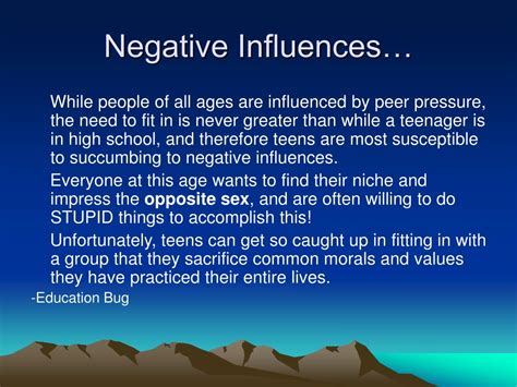 examples of negative influences