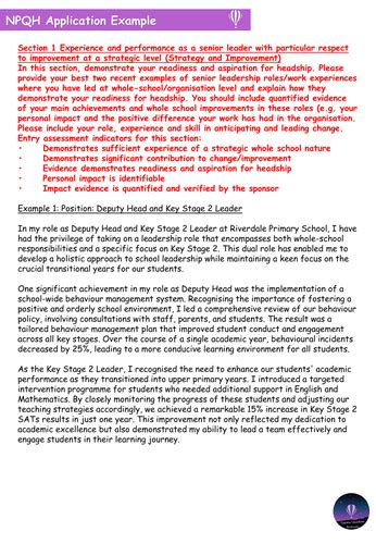 Examples Of Npqh Applications